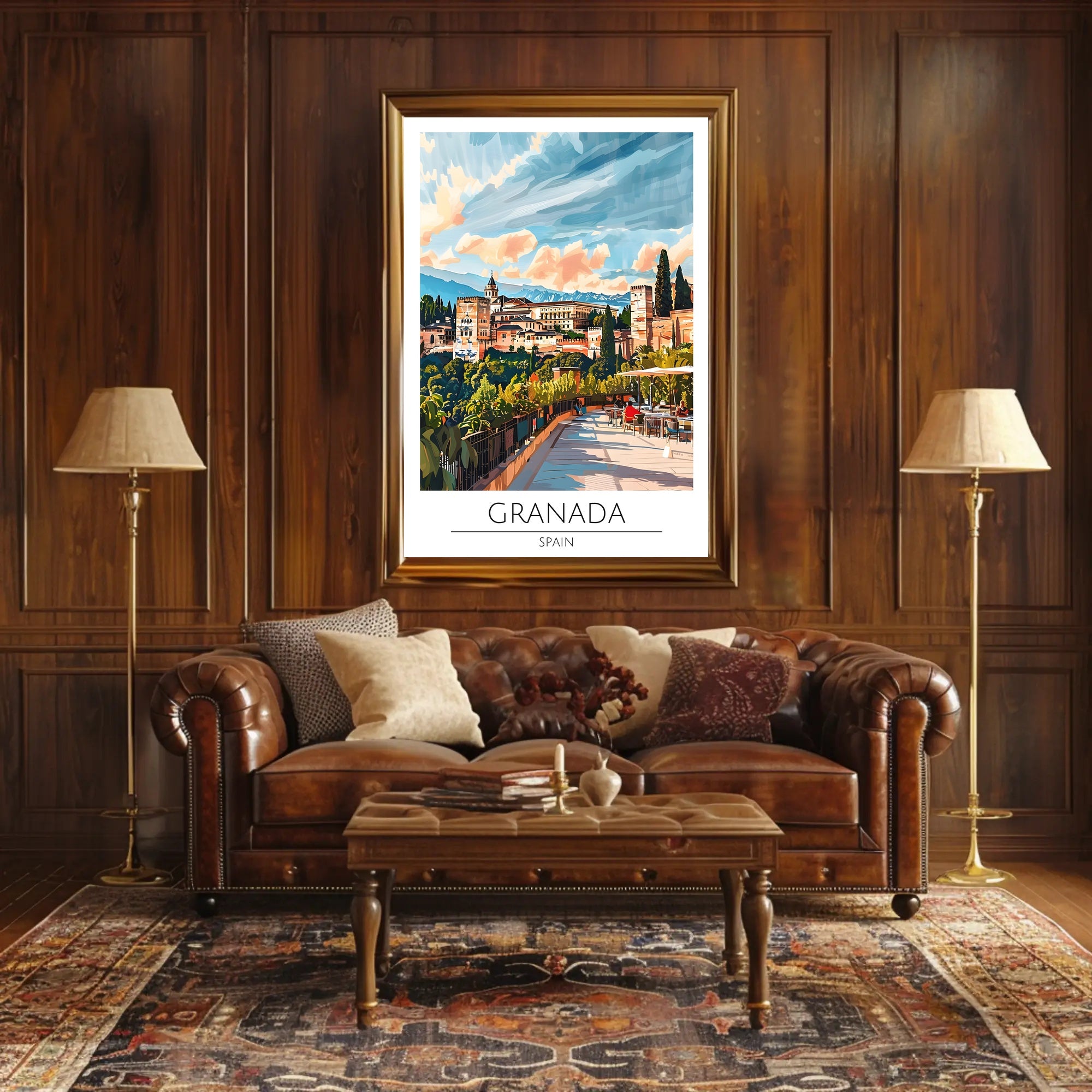 Alhambra Granada Travel Poster: Vibrant Scenic Architectural Art PosterGoat