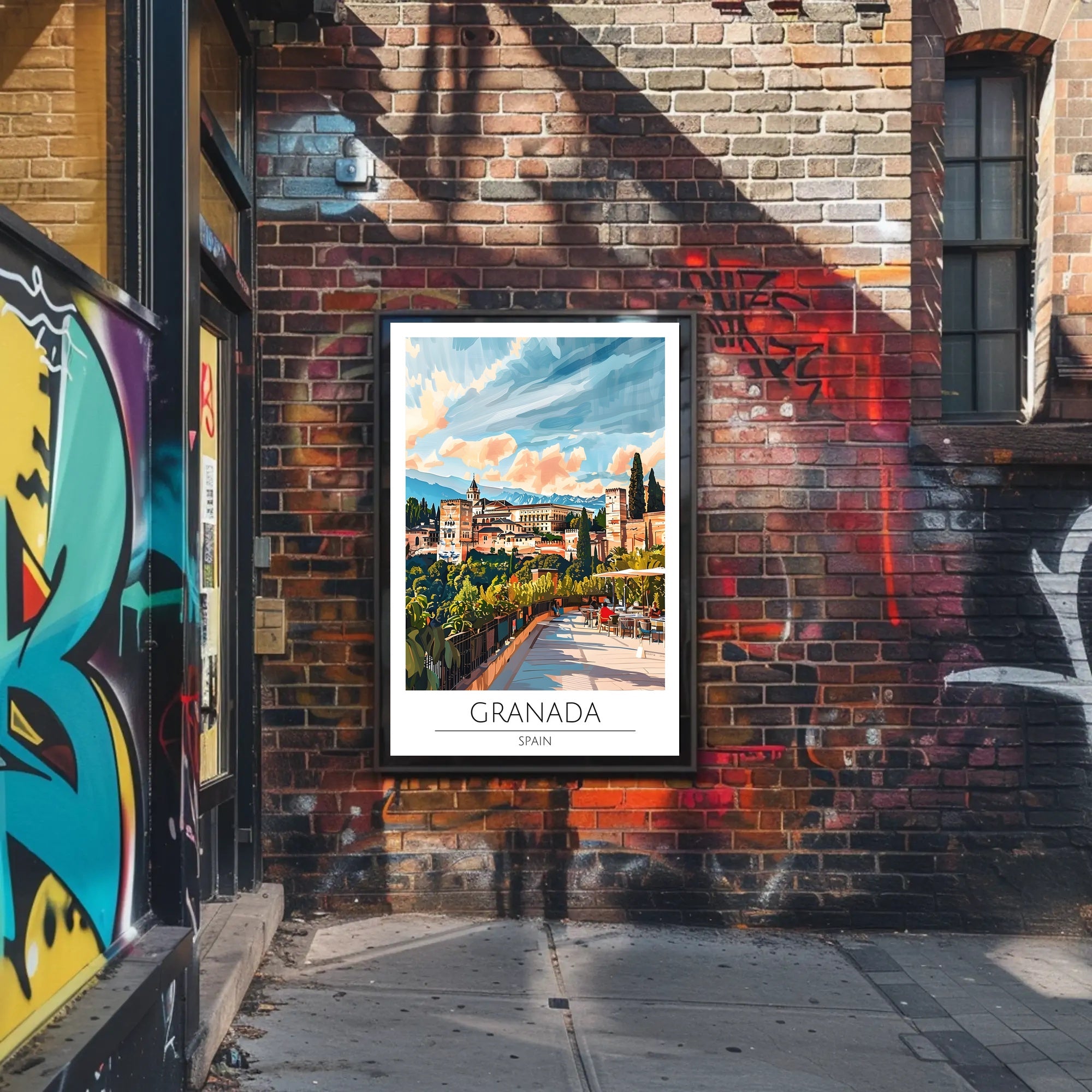 Alhambra Granada Travel Poster: Vibrant Scenic Architectural Art PosterGoat