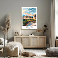 Alhambra Granada Travel Poster: Vibrant Scenic Architectural Art PosterGoat