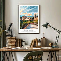 Alhambra Granada Travel Poster: Vibrant Scenic Architectural Art PosterGoat