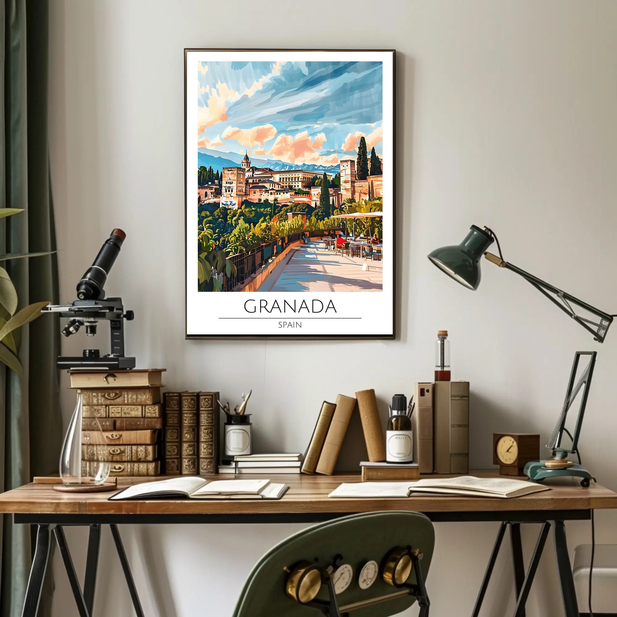 Alhambra Granada Travel Poster: Vibrant Scenic Architectural Art PosterGoat