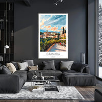 Alhambra Granada Travel Poster: Vibrant Scenic Architectural Art PosterGoat