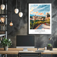 Alhambra Granada Travel Poster: Vibrant Scenic Architectural Art PosterGoat