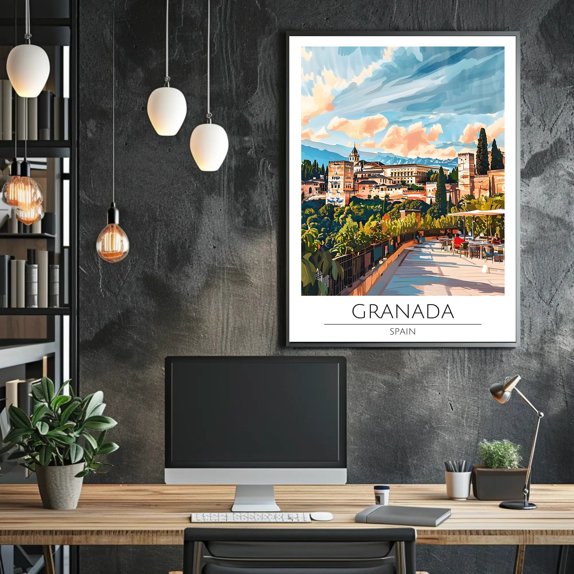 Alhambra Granada Travel Poster: Vibrant Scenic Architectural Art PosterGoat