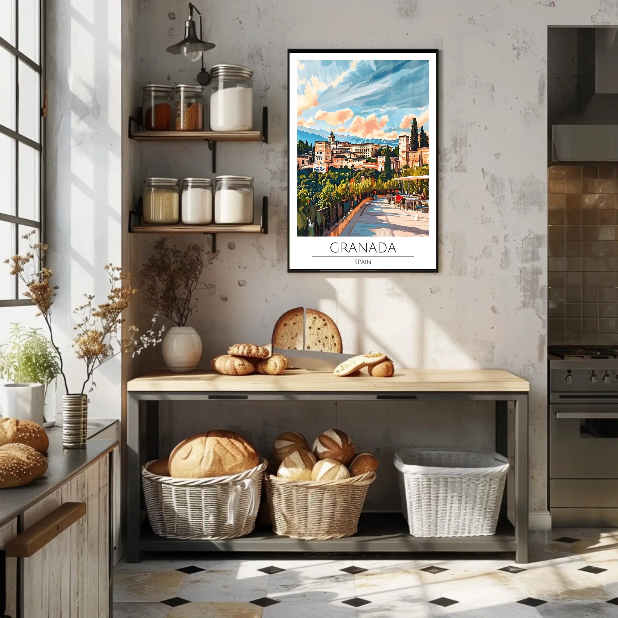 Alhambra Granada Travel Poster: Vibrant Scenic Architectural Art PosterGoat