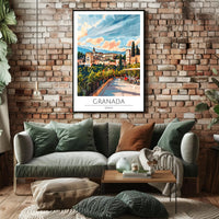 Alhambra Granada Travel Poster: Vibrant Scenic Architectural Art PosterGoat