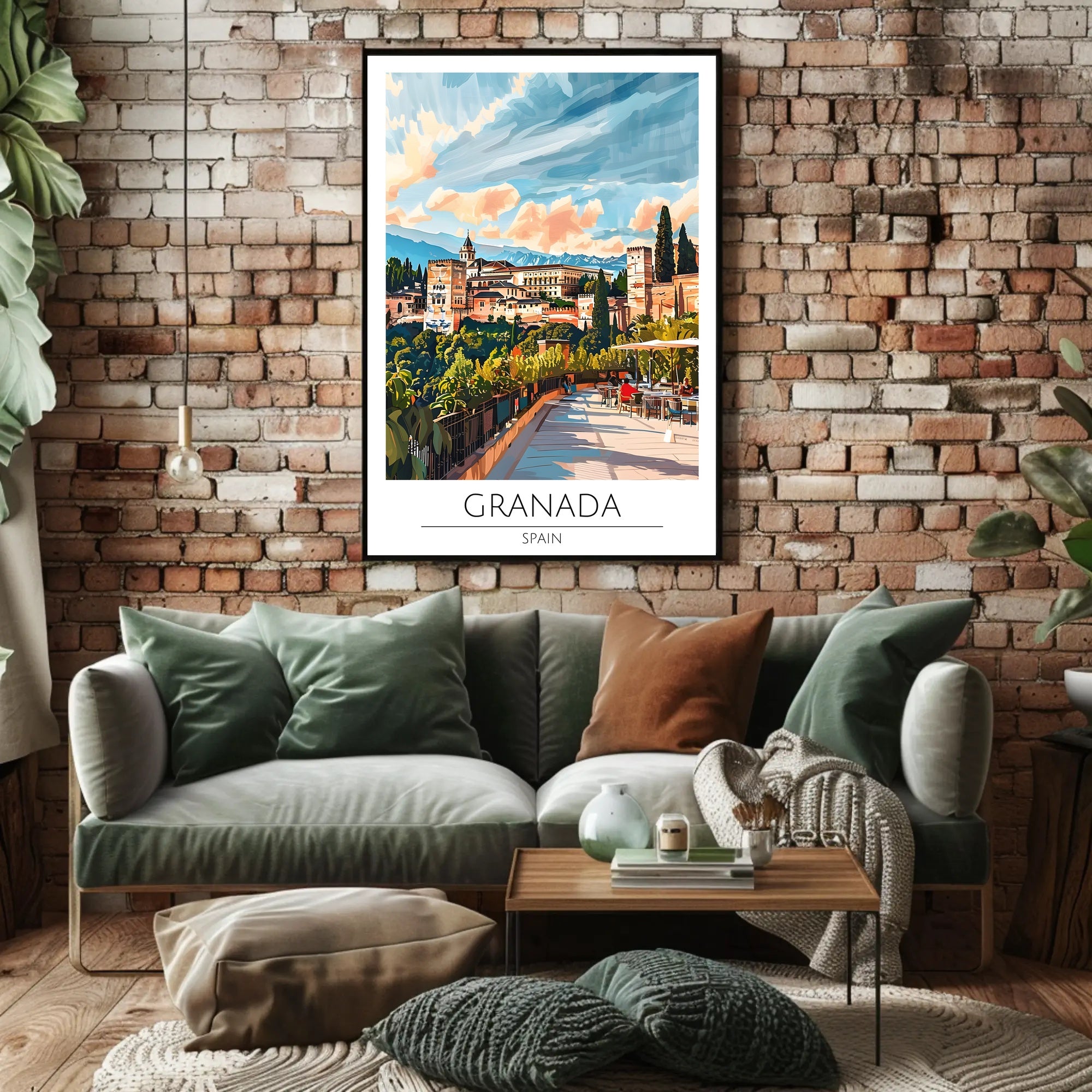 Alhambra Granada Travel Poster: Vibrant Scenic Architectural Art PosterGoat