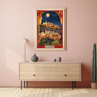 Alhambra Nighttime Vintage Travel Poster PosterGoat