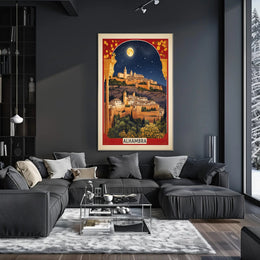 Alhambra Nighttime Vintage Travel Poster PosterGoat