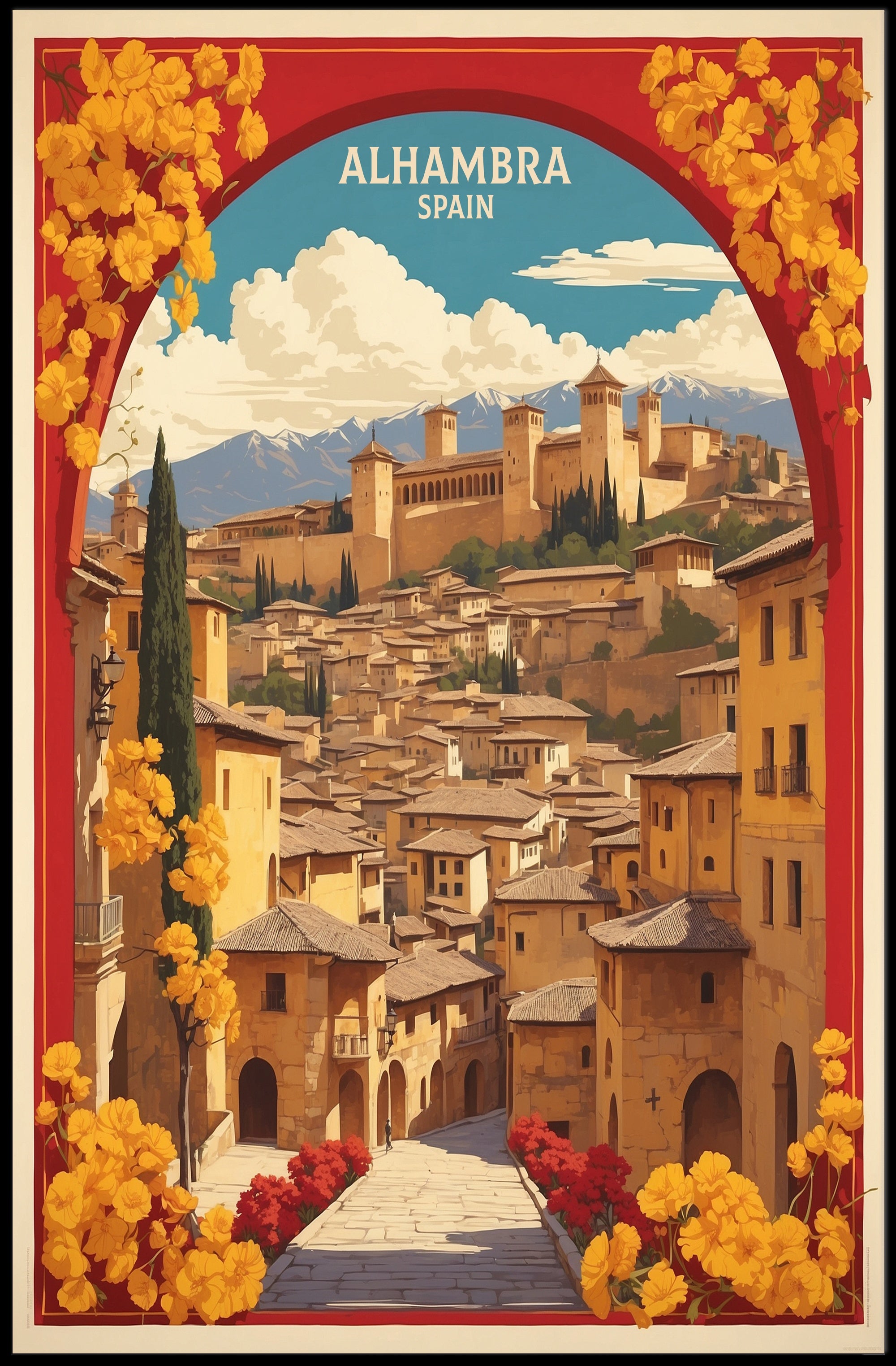 Alhambra Vintage Travel Poster: Romantic Spanish Landscape PosterGoat