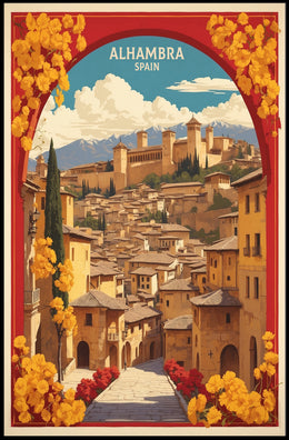 Alhambra Vintage Travel Poster: Romantic Spanish Landscape PosterGoat