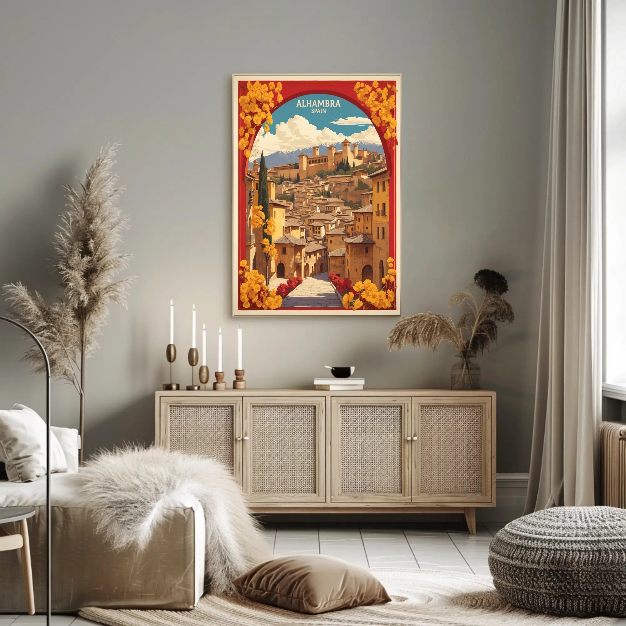 Alhambra Vintage Travel Poster: Romantic Spanish Landscape PosterGoat