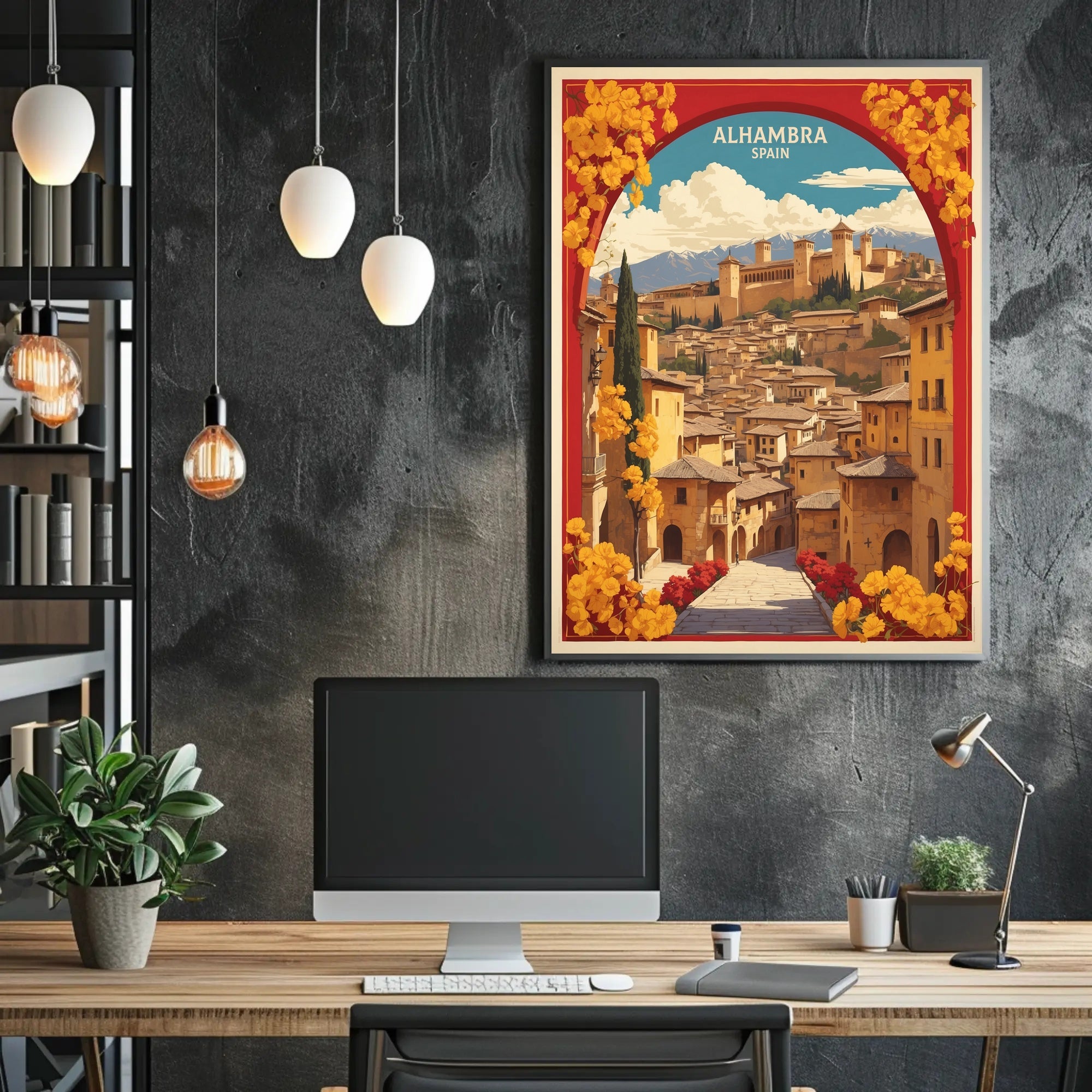 Alhambra Vintage Travel Poster: Romantic Spanish Landscape PosterGoat
