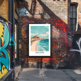 Alicante Coastal Scene Travel Poster PosterGoat