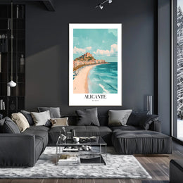 Alicante Coastal Scene Travel Poster PosterGoat