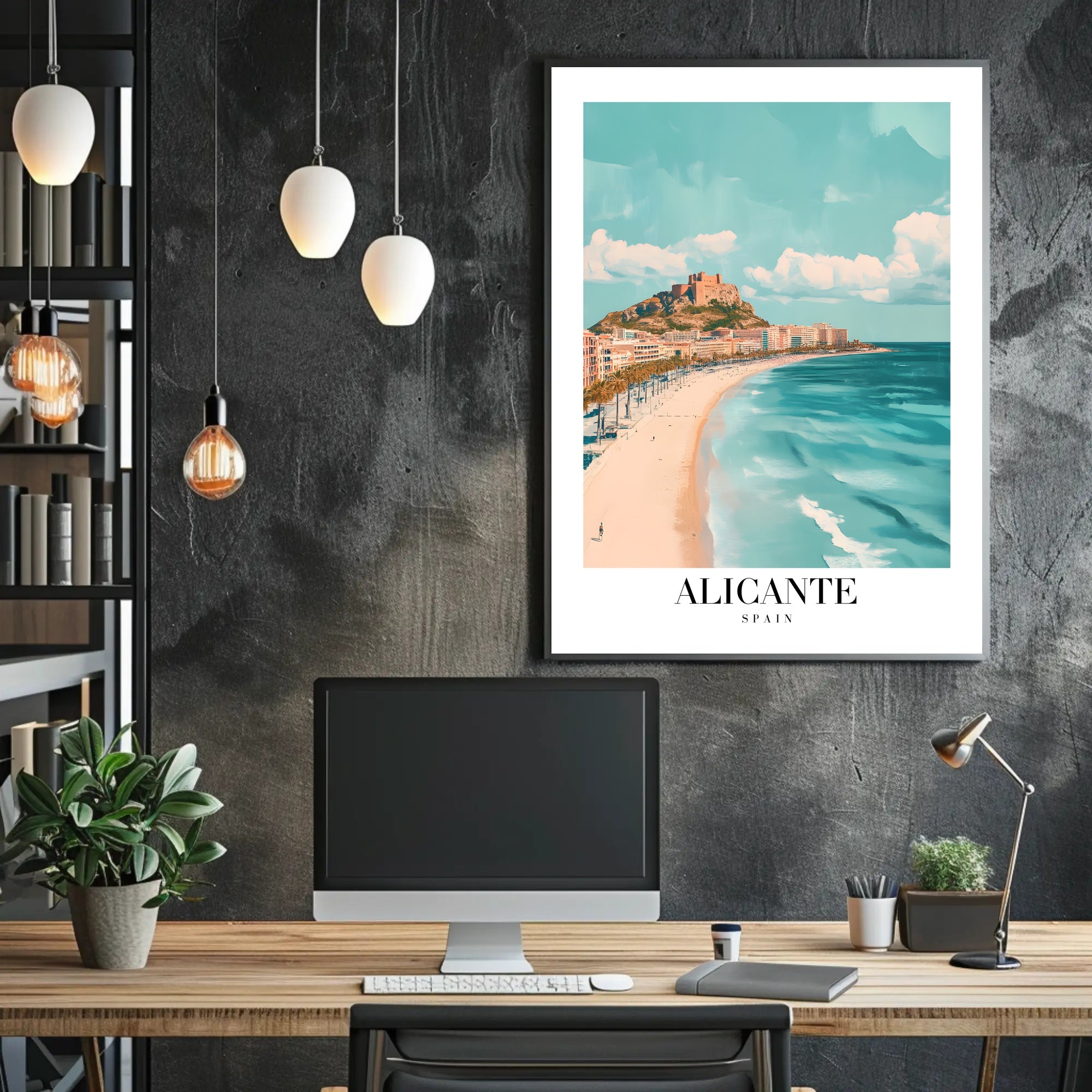 Alicante Coastal Scene Travel Poster PosterGoat