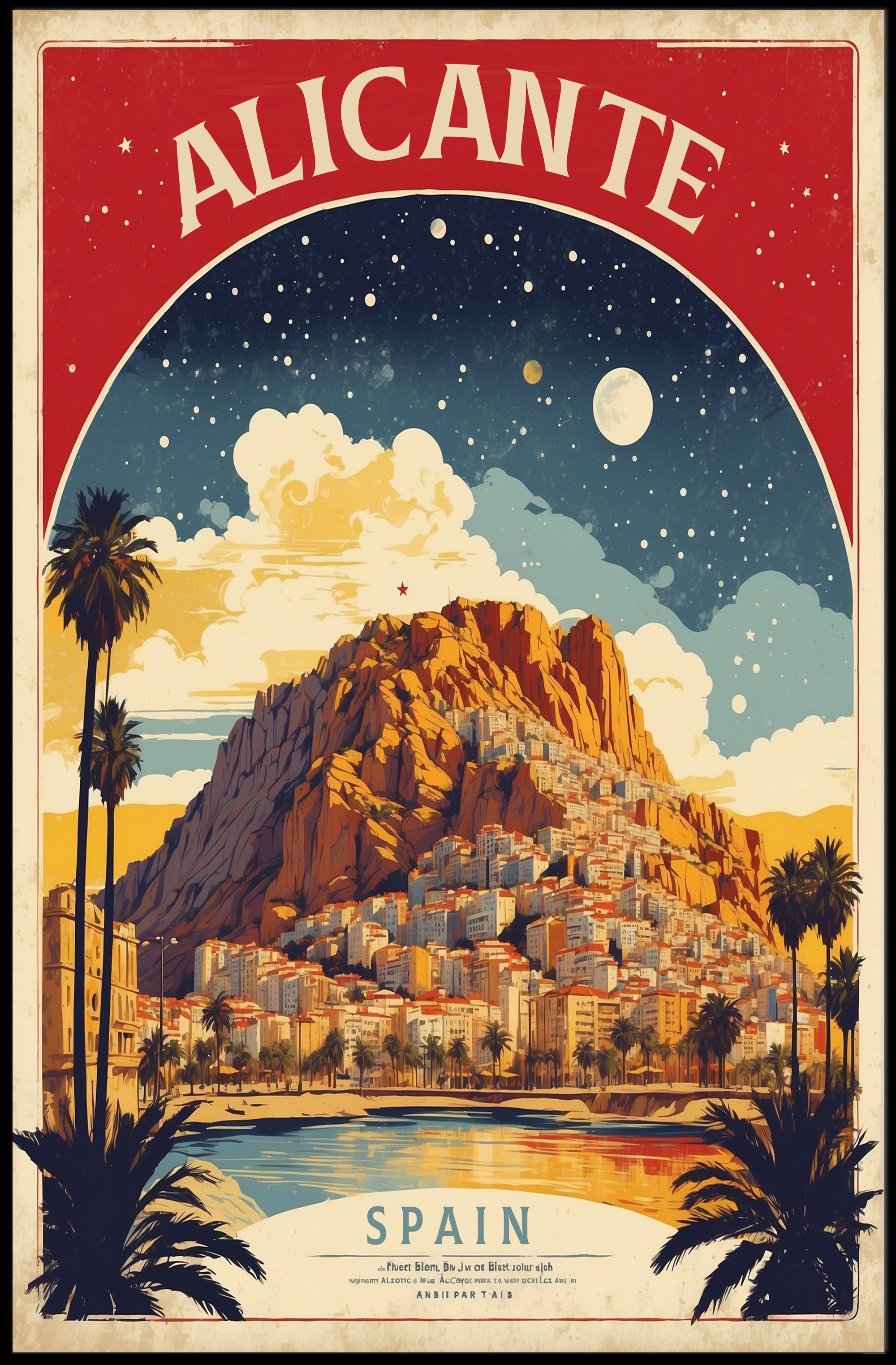Alicante Vintage Travel Vibe Cityscape Travel Poster PosterGoat