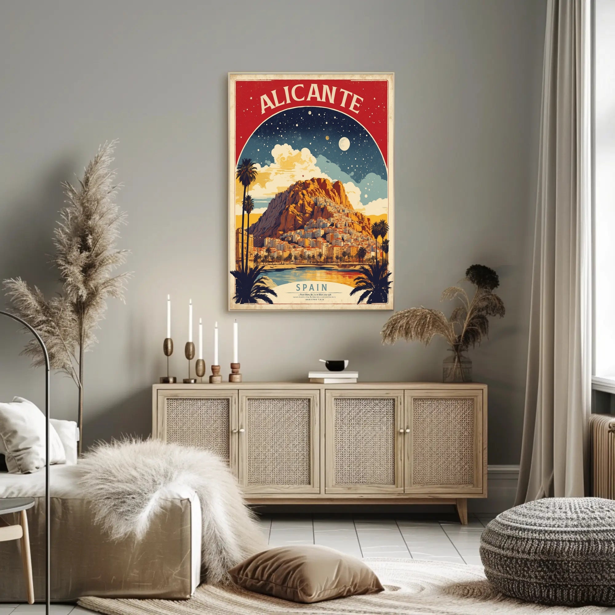 Alicante Vintage Travel Vibe Cityscape Travel Poster PosterGoat