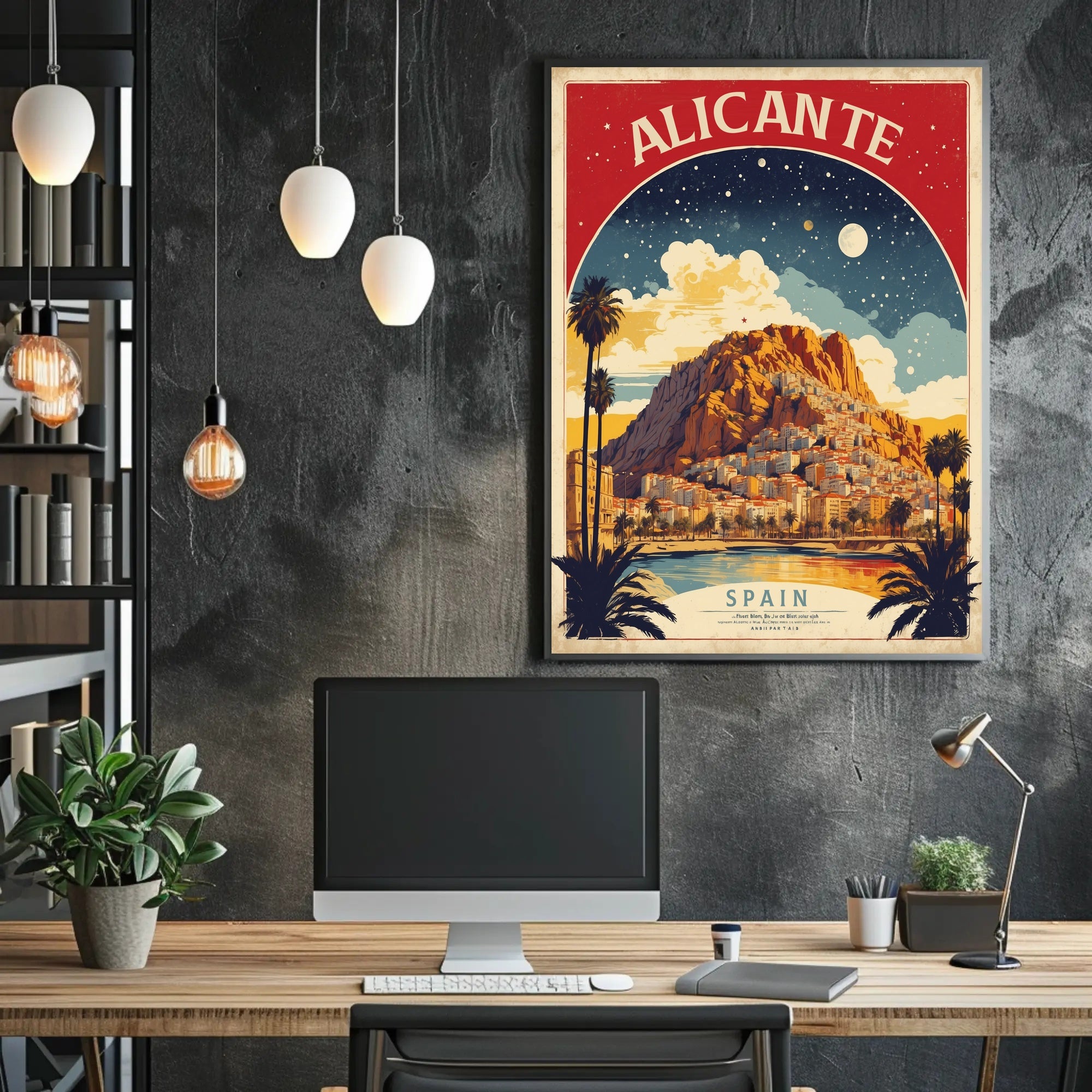 Alicante Vintage Travel Vibe Cityscape Travel Poster PosterGoat