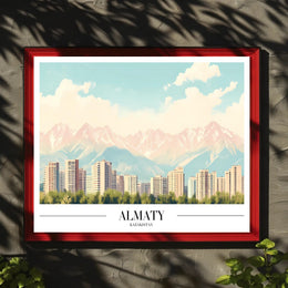 Almaty Cityscape with Majestic Mountains Urban or Cityscape Poster PosterGoat