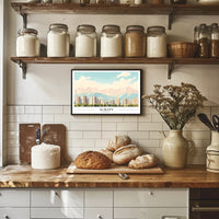 Almaty Cityscape with Majestic Mountains Urban or Cityscape Poster PosterGoat