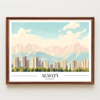 Almaty Cityscape with Majestic Mountains Urban or Cityscape Poster PosterGoat