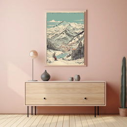Alpine Adventure: Scenic Winter Village Poster PosterGoat