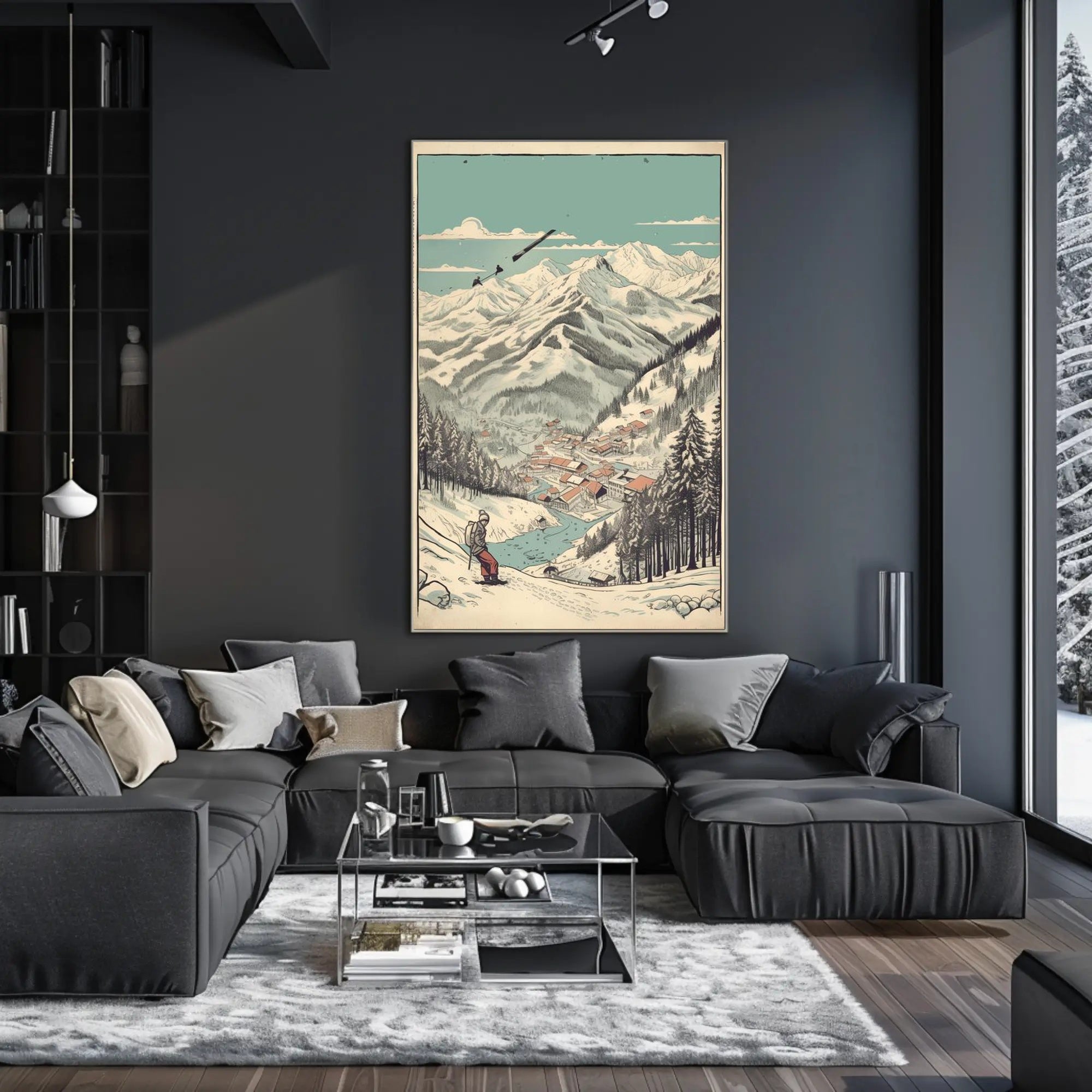 Alpine Adventure: Scenic Winter Village Poster PosterGoat