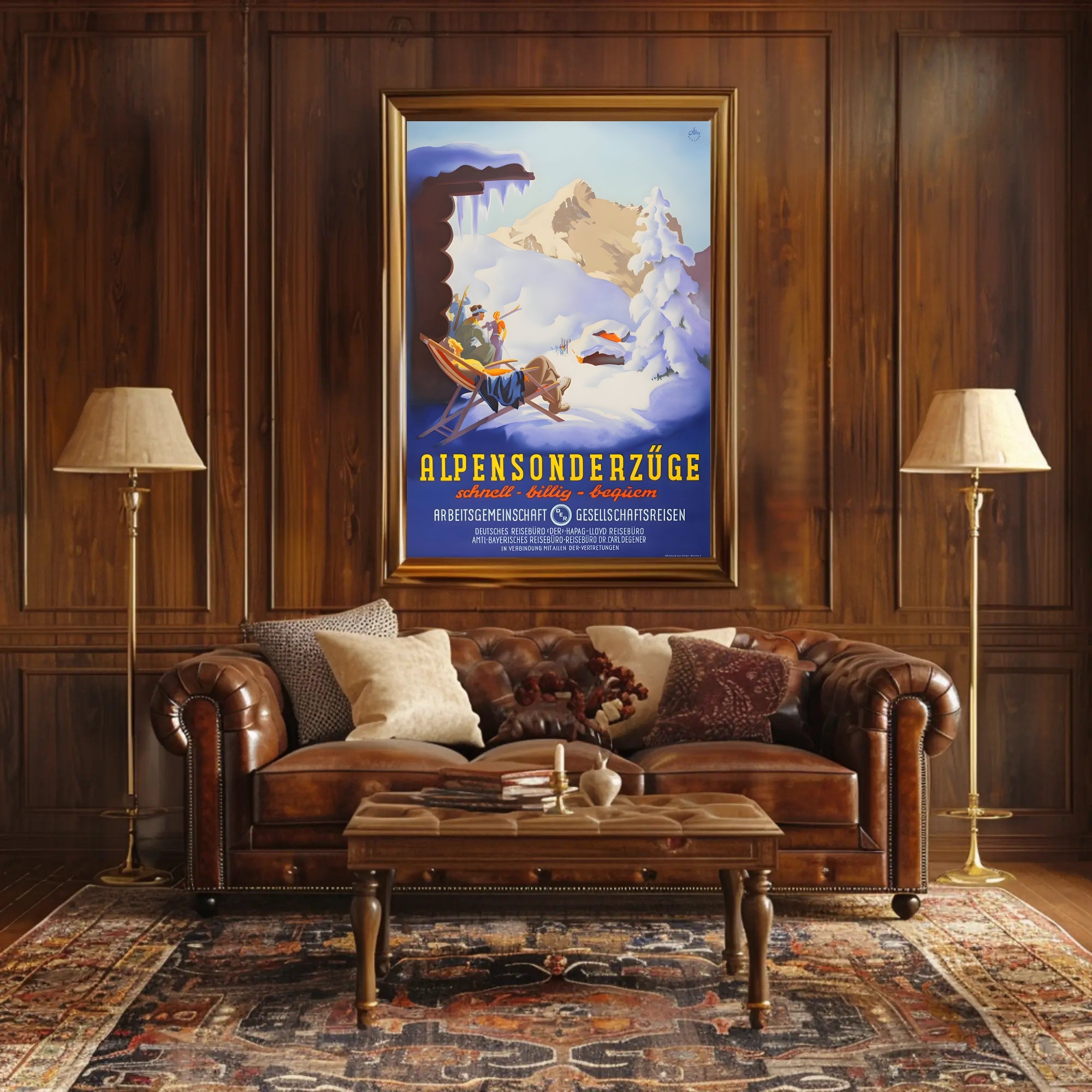 Alpine Winter Excursion Travel Poster PosterGoat