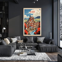 Alsace Village Scene Medieval Church Travel Poster PosterGoat