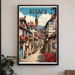 Alsace Village Street Scene Travel Poster PosterGoat