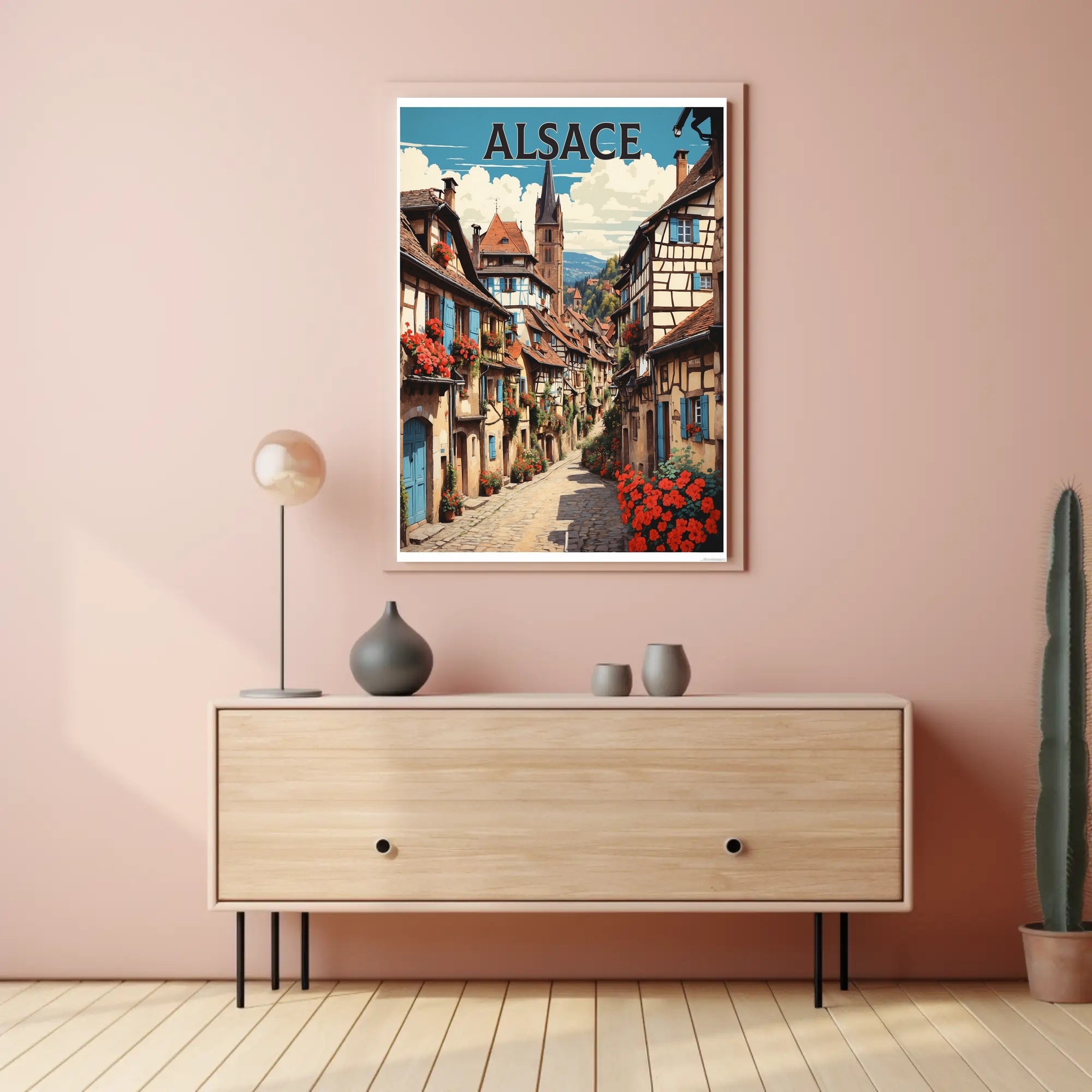 Alsace Village Street Scene Travel Poster PosterGoat