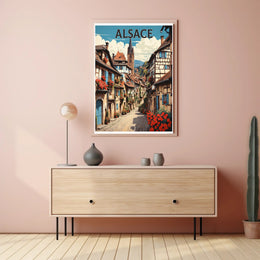 Alsace Village Street Scene Travel Poster PosterGoat