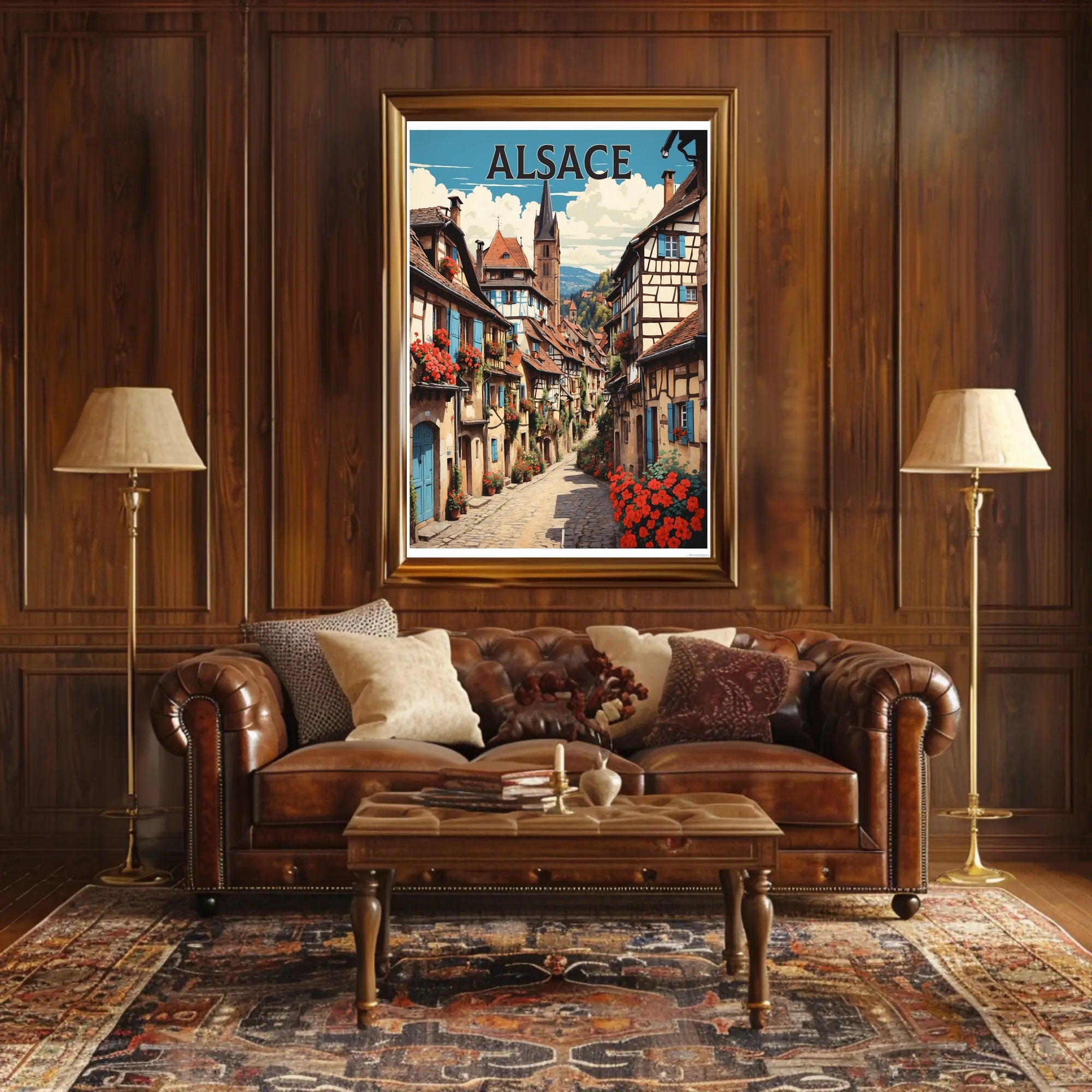 Alsace Village Street Scene Travel Poster PosterGoat