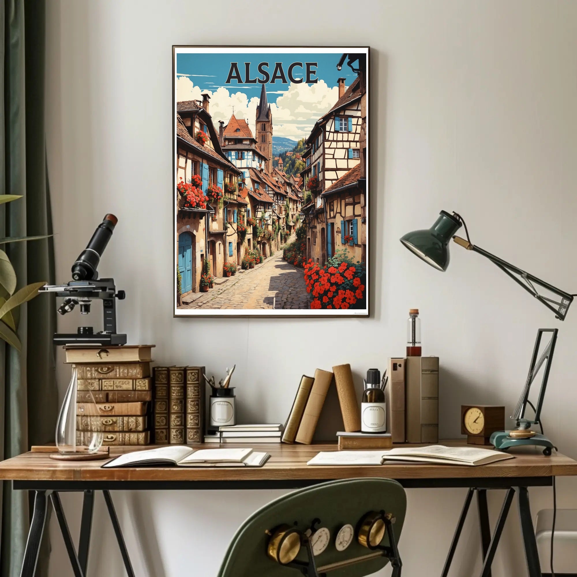 Alsace Village Street Scene Travel Poster PosterGoat