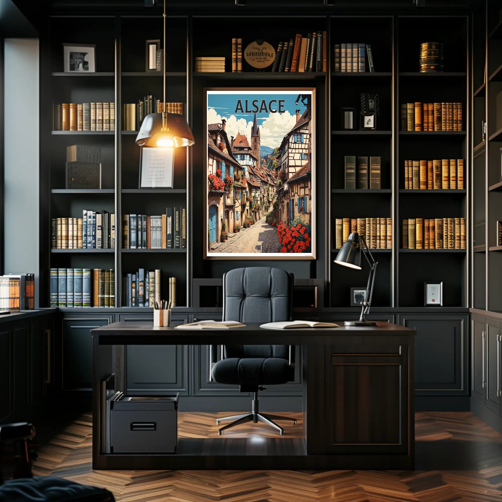 Alsace Village Street Scene Travel Poster PosterGoat