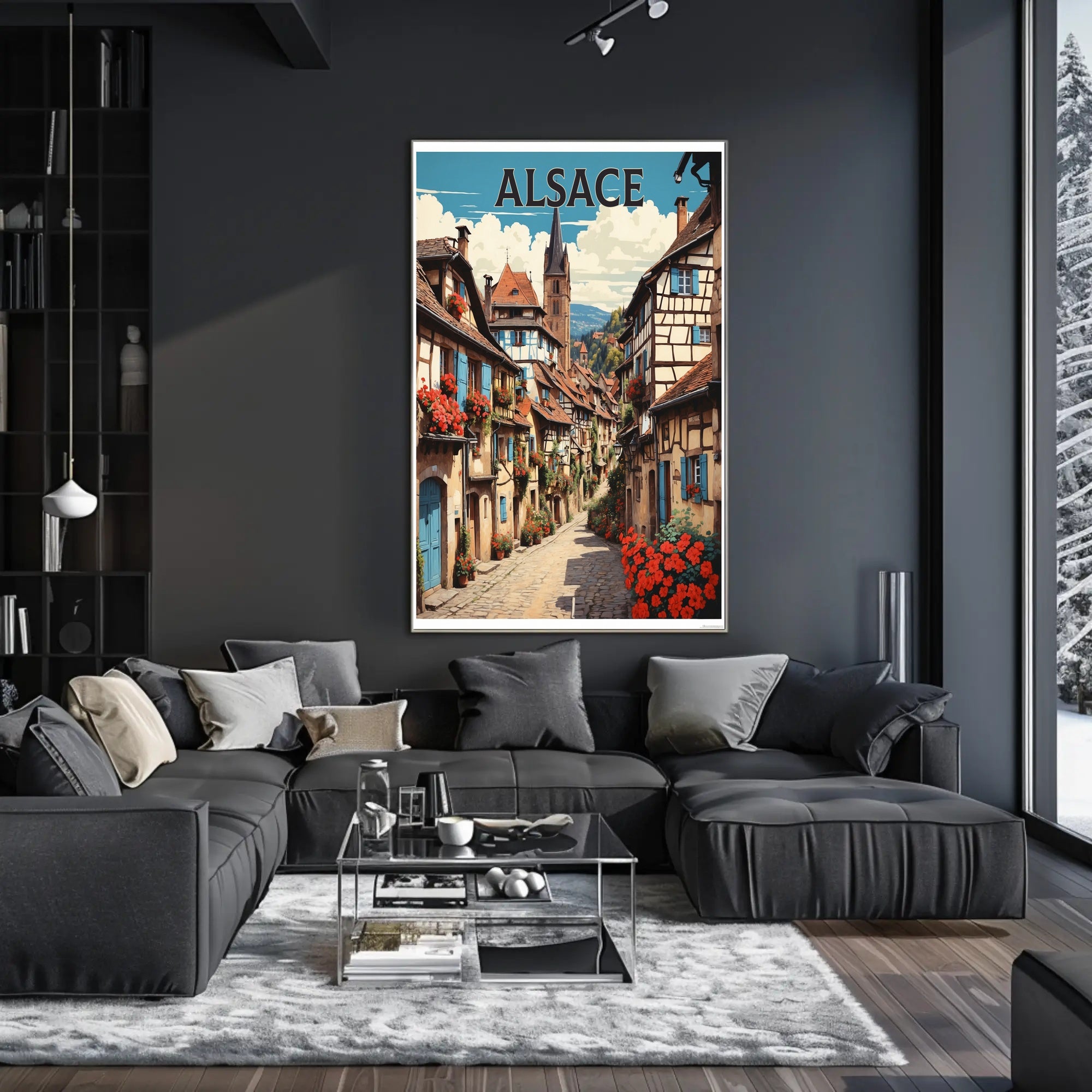 Alsace Village Street Scene Travel Poster PosterGoat