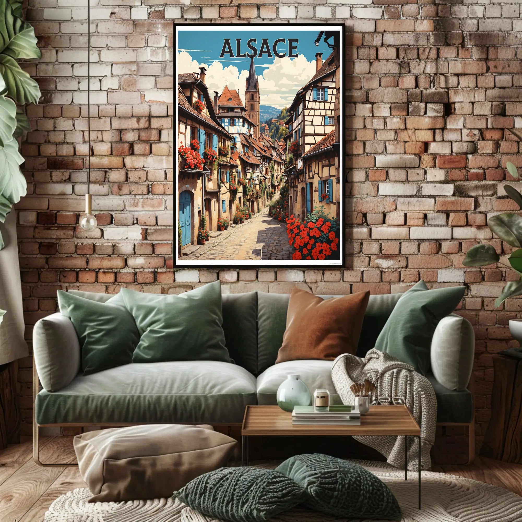 Alsace Village Street Scene Travel Poster PosterGoat