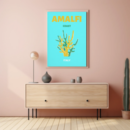 Amalfi Coast Coral Travel Poster PosterGoat