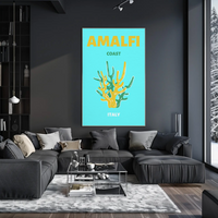 Amalfi Coast Coral Travel Poster PosterGoat