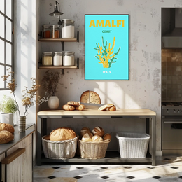 Amalfi Coast Coral Travel Poster PosterGoat