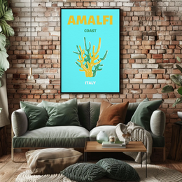 Amalfi Coast Coral Travel Poster PosterGoat