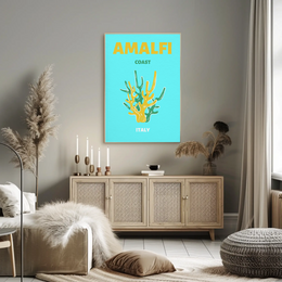 Amalfi Coast Coral Travel Poster PosterGoat