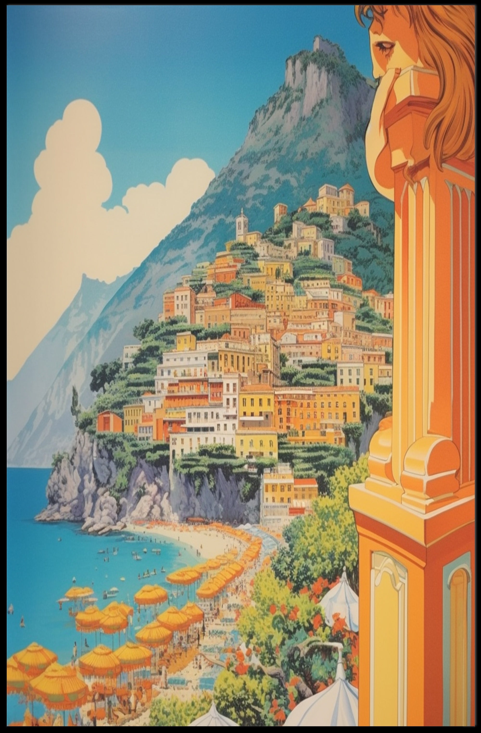 Amalfi Coast Scenic Travel Illustration Poster PosterGoat