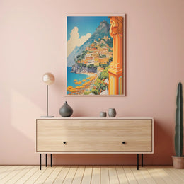 Amalfi Coast Scenic Travel Illustration Poster PosterGoat