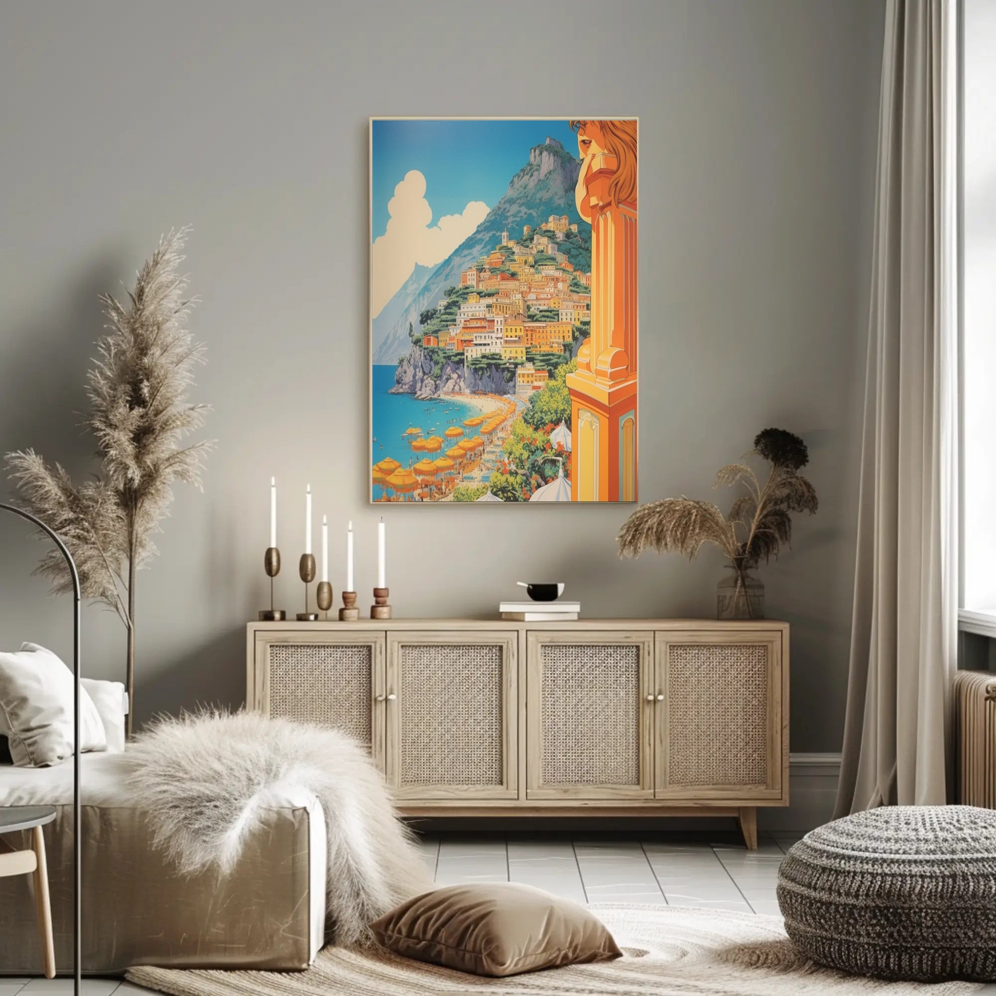 Amalfi Coast Scenic Travel Illustration Poster PosterGoat
