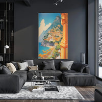 Amalfi Coast Scenic Travel Illustration Poster PosterGoat