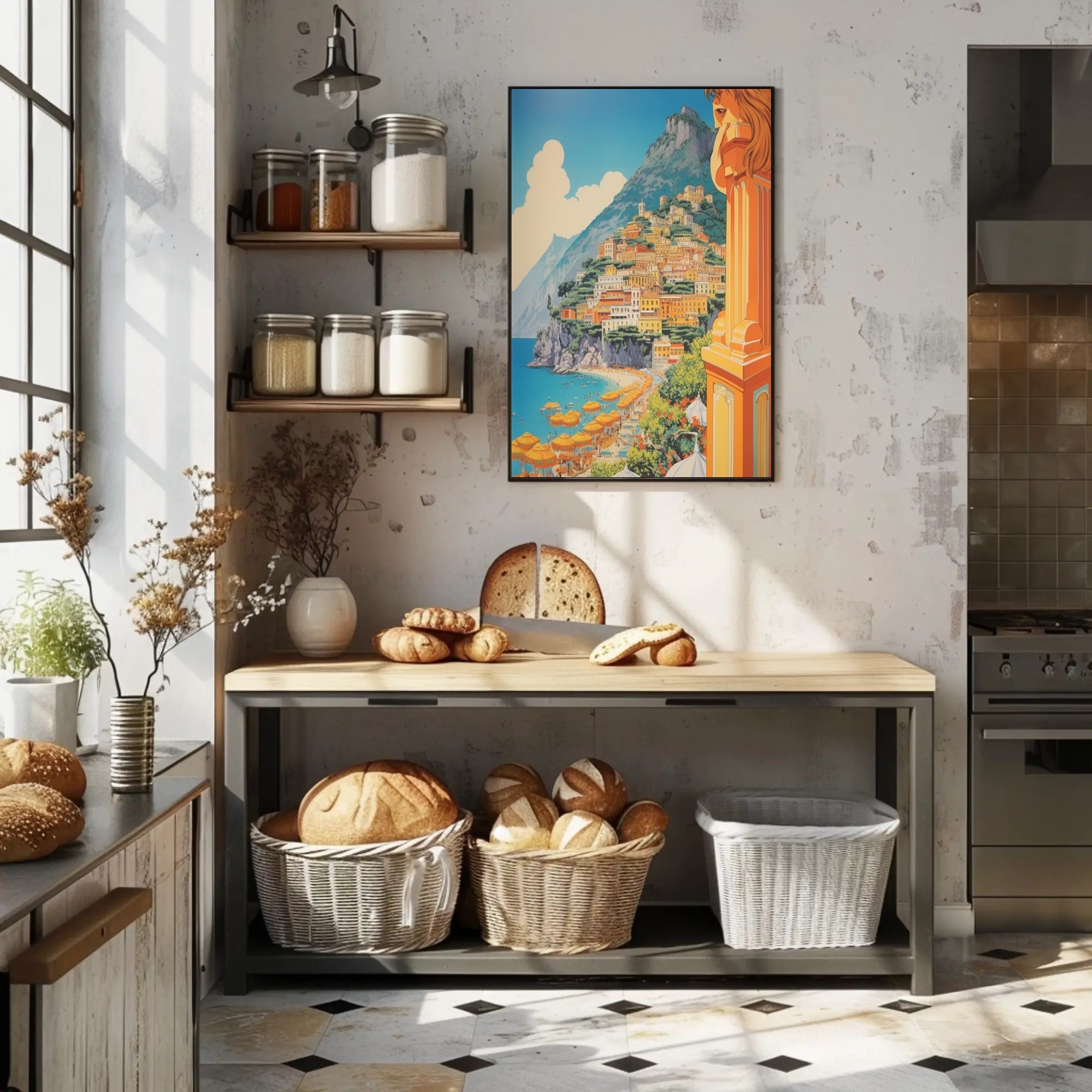 Amalfi Coast Scenic Travel Illustration Poster PosterGoat