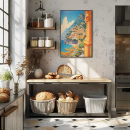 Amalfi Coast Scenic Travel Illustration Poster PosterGoat