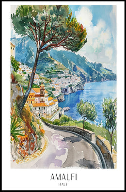 Amalfi Coast Serenity Watercolor Travel Poster PosterGoat